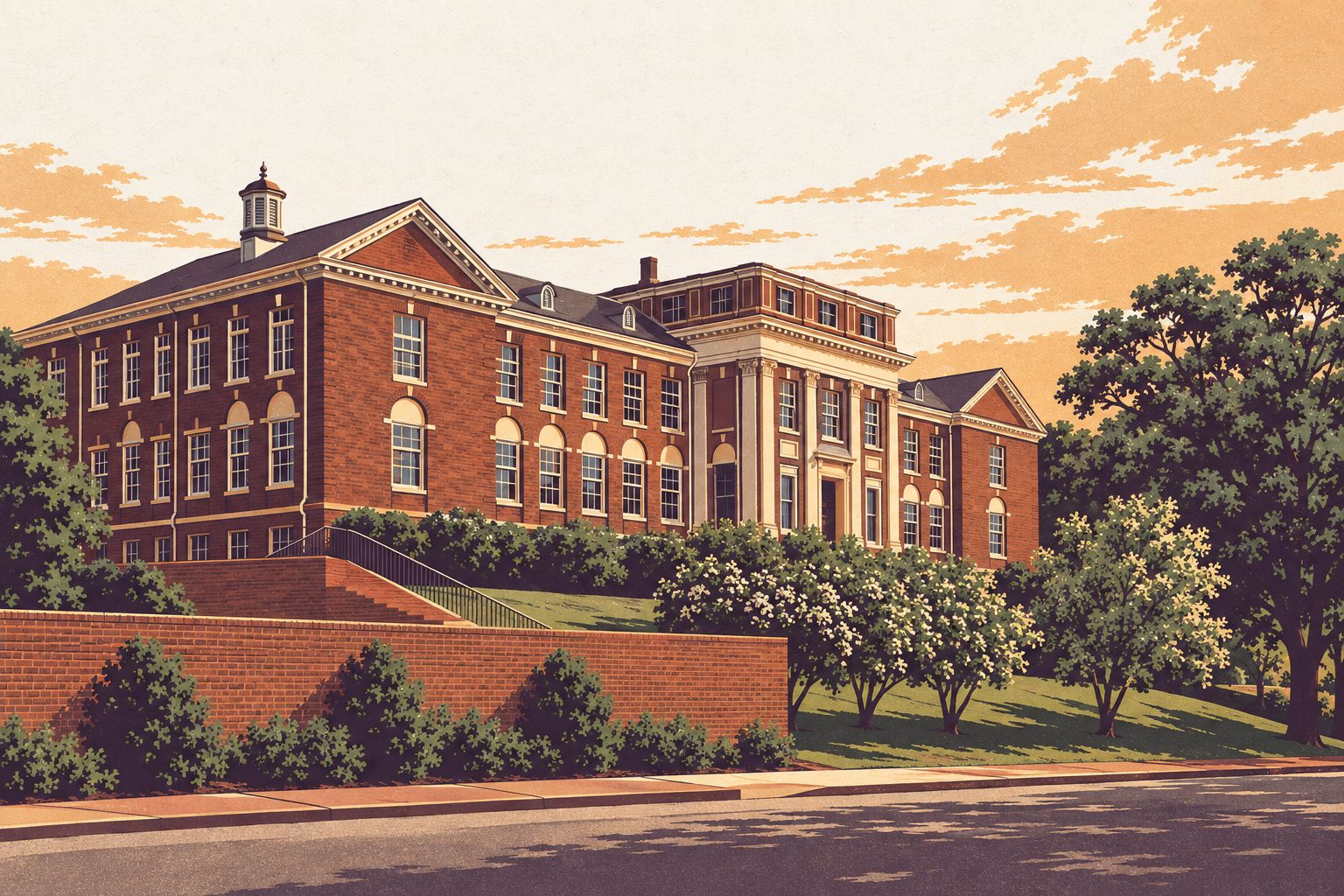 Illustration of Miner Hall at Howard University